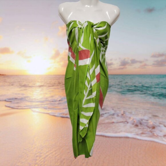 Womens Sarong Pareo Cotton Wrap HandPainted Batik Wrapskirt Beachwear -NEW - Picture 2 of 5